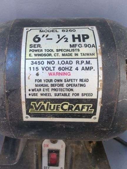 Valuecraft 6" 1/2 HP Bench Grinder