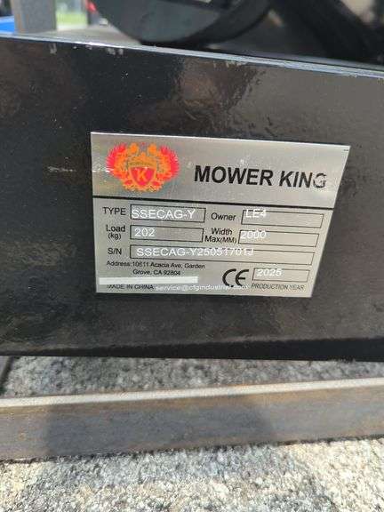 2025 Mower King Model SSECAG-Y Skid Steer Auger With 3 Bits - 6",12" and 14" - Unused
