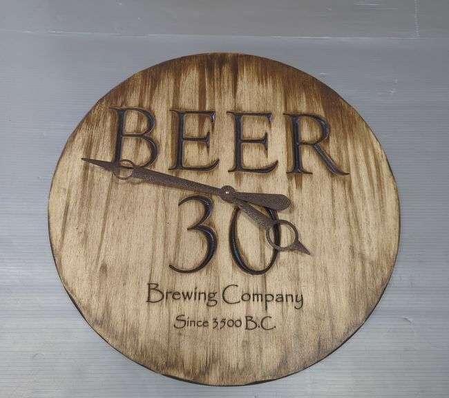Beer 30 Brewing Company Wood Clock - Fezziwigs Decor