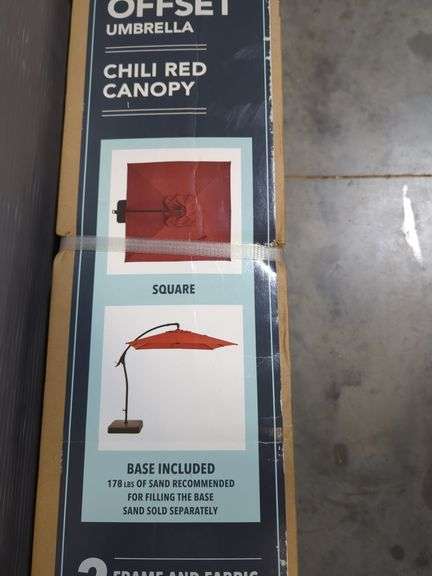 Hampton Bay 8ft Square Offset Umbrella - Chili Red Canopy