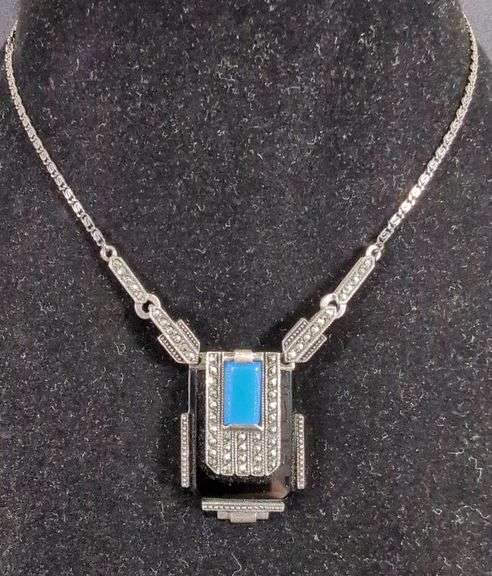 Ladies Art Deco Sterling Silver Choker, Marked SHA