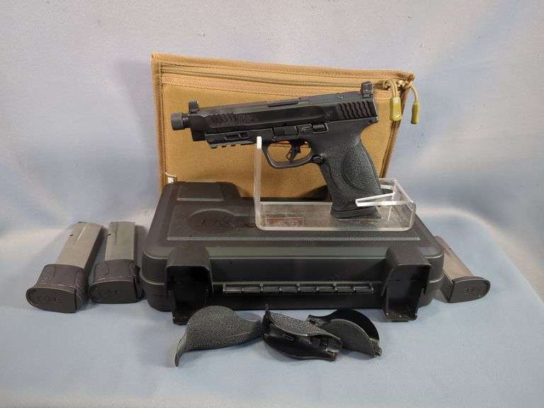 Smith & Wesson  M&P 2.0 .45 Cal  Pistol SN# FJR4594, 4 Total Mags (2 Are Extented), 3 Extra Back Straps, Threaded Barrel, Paperwork, With Soft Case, In Hard Case image