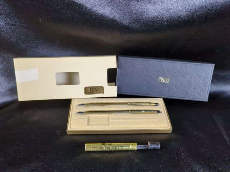 Cross 10K Gold Filled Pen and Pencil Set with Boxes & Refills