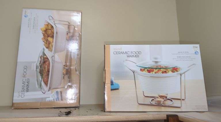 Ceramic Food Warmer Set Including Round and Twin