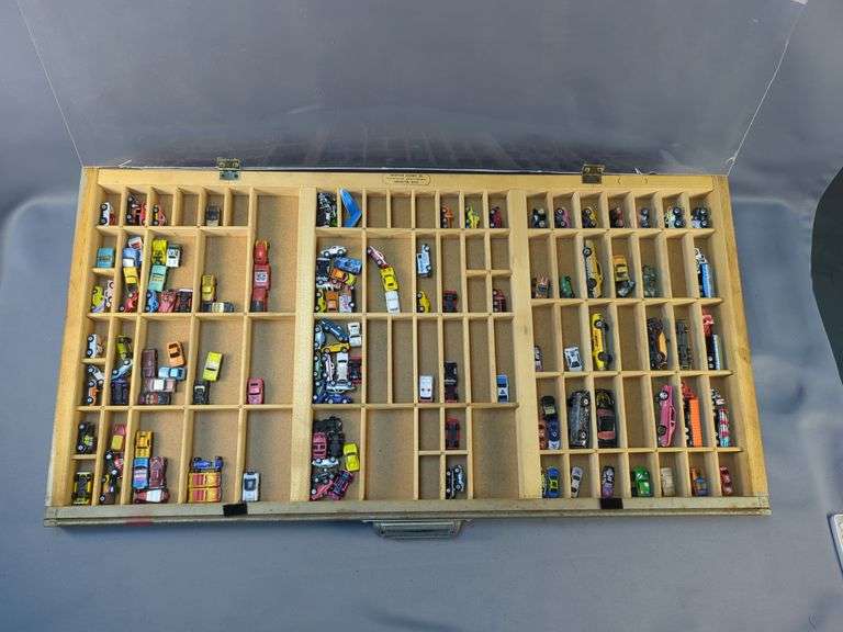 Collection of Miniature Vehicles in Printers Drawer Display Case