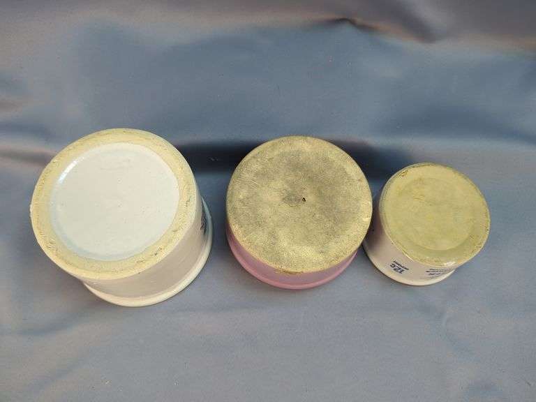 Three Lambrecht's Butter Crock Pots