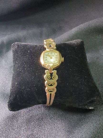 Gold-Tone Ladies Bulova Wrist Watch with Decorative Band