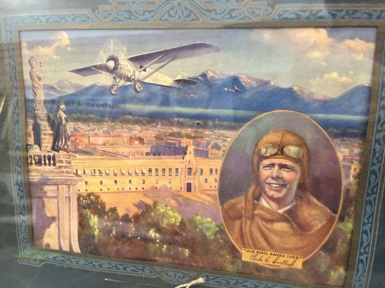 Charles Lindbergh 'Air Mail Saves Time' Framed Print