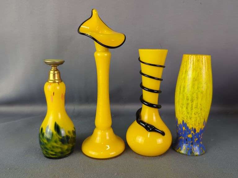 Art Glass Vases, Qty 4