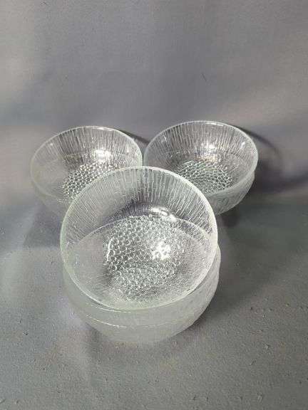 Iittala Finland "Ultima Thule" Textured Glass 5.5" Bowls, Qty 7