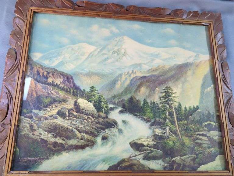 Deric Luwguy "Early Mountain River" Framed Lithograph