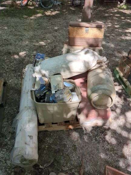 Metal Toolboxes, Halogen Headlights, Chevy Hubcap, and Tanks, Contents Of Pallet, THURSDAY Pick Up