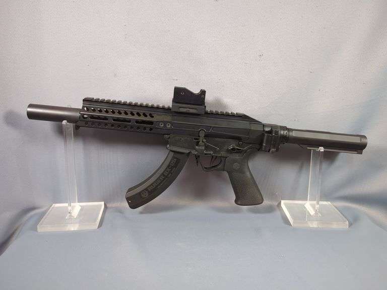 POF USA P-SG 22 .22 LR Pistol SN# 21M-2002652, SeeAll Open Sight, Folding Stock image