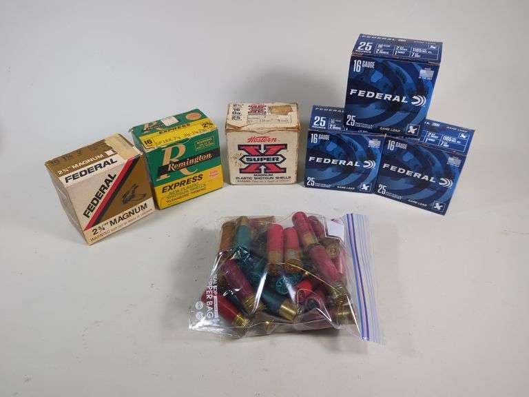 16 ga Ammo Assortment, Brands Include Federal, Western Super X, Remingtion, And More, Approx 183 Rds, Local Pickup Only image