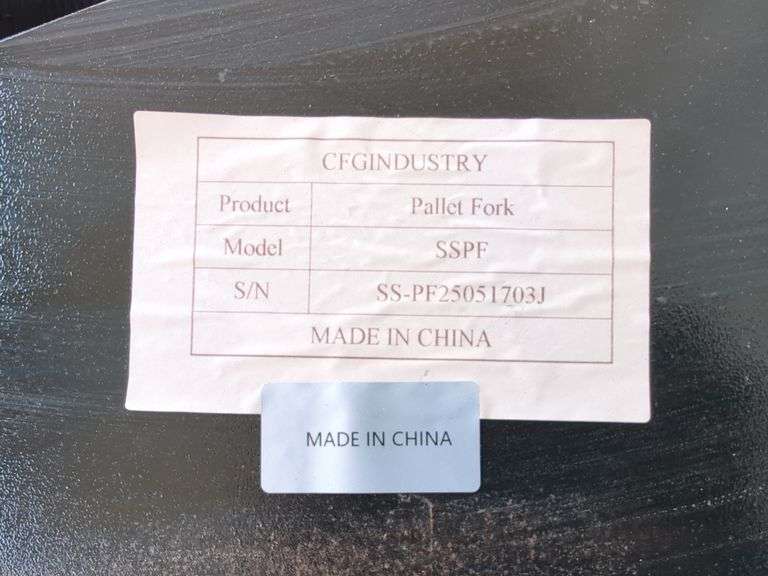 2025 CFG Model SS-PF Skid Steer Forklift Attachment With Forks - Unused