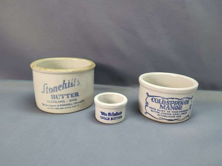 Stoneware Butter Crocks, Qty 3