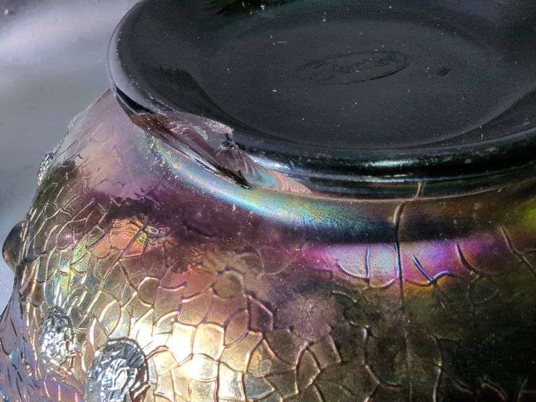 Fenton Iridescent Carnival Glass Vase and Bowl Set