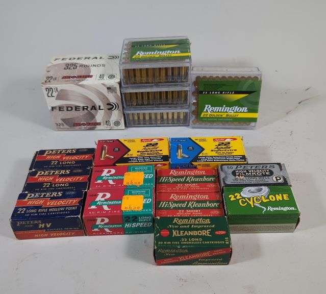 .22 Long Rifle, Long, And Short Ammo, Brands Include Remington, Federal, Aguila, And Peters, Approx 1325 Rds, Local Pickup Only image