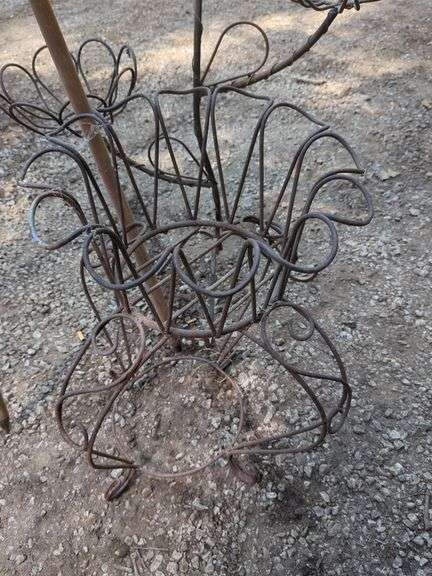 Metal Plant Stands, Qty 2 And Wooden Tripod