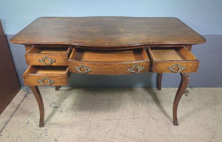 Ornate Wood Desk with Drawers
