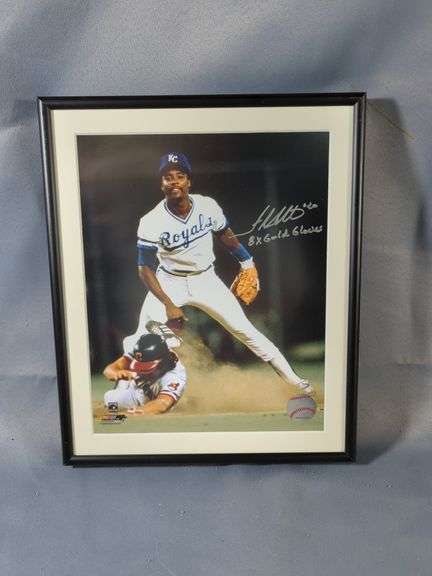 Framed Willie Wilson And Frank White Autographed Photos - Kansas City Royals
