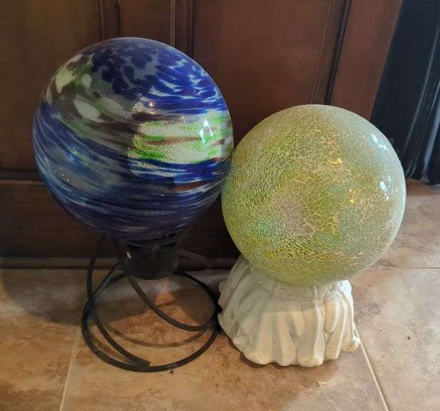 Spherical Gazing Balls On Stands, Qty 2