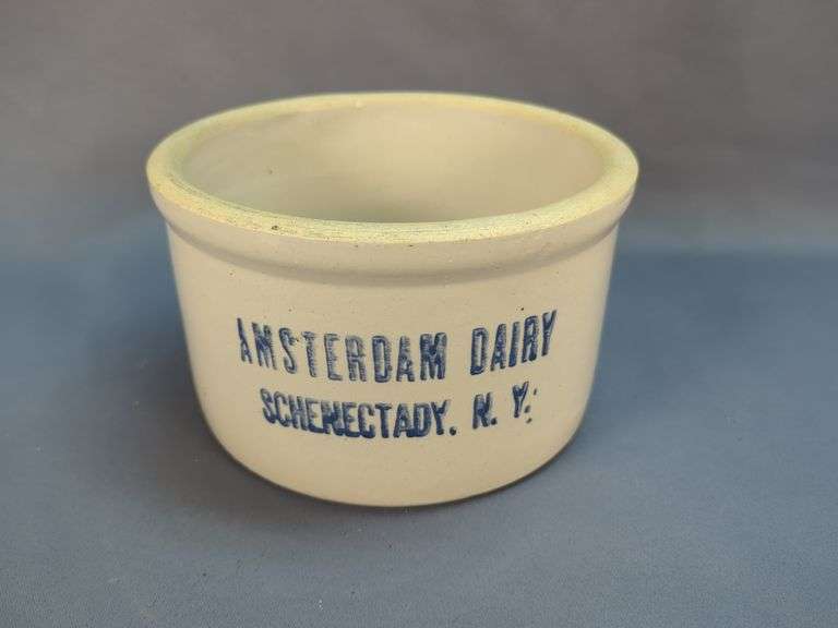 Amsterdam Dairy Schenectady NY Stoneware Crock