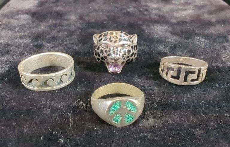 Sterling Silver Rings, Qty 4