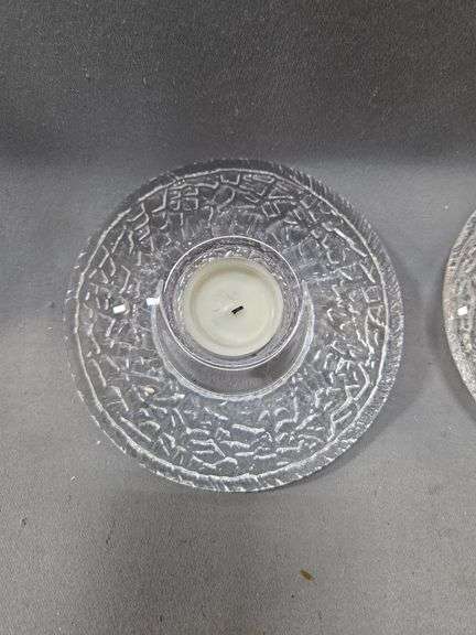 Orrefors Crystal Glass Candle Holders, Qty 2