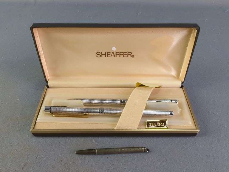 Sheaffer Targa 1010 X Silver Plated Pen And Pencil Set, In Original Box, And Pencil Marked 'Sterling' That Measures 2.75"