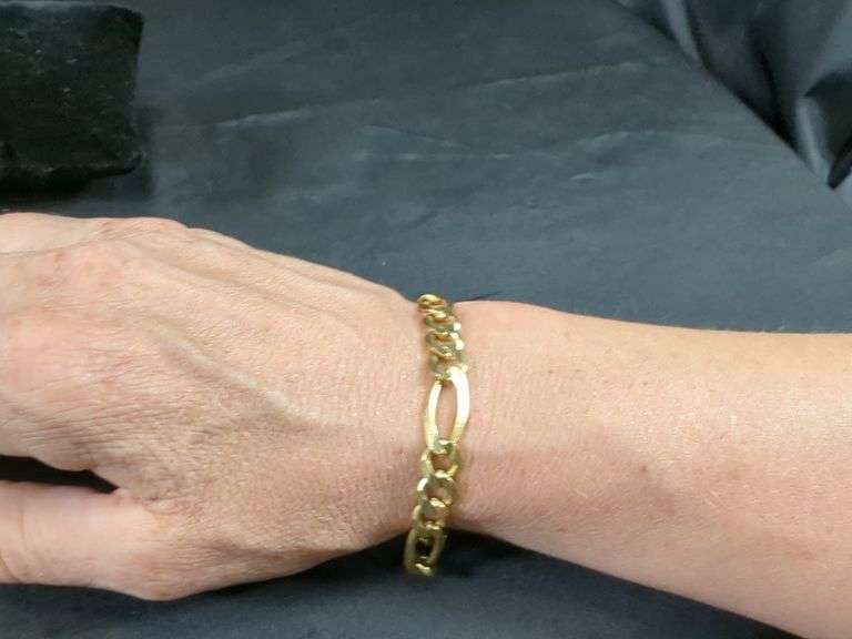 Mens 14k Gold Link Bracelet, 8", Marked Made In Italy