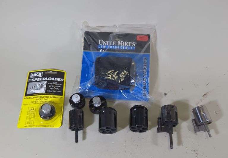 Revolver Cylinders For 1858 Pietta and Uberti .45 Long Colt, Assorted Revolver Cylinders Qty 3 And Revolver Speed Loaders And Ammo Carrier image