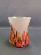 Czech Art Glass Vases and Lidded Bowls, Total Qty 5 Pieces
