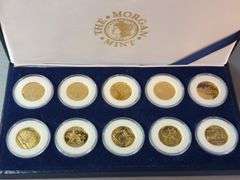 The Morgan Mint Statehood Quarter Dollars 24 Kt Gold Plated Edition Coins From 1999-2000, Vatican Coin Set, And $5 Bermuda Note