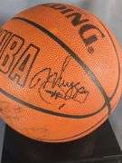Signed Charlotte Hornets NBA Basketball in Display Case