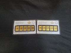 2016 Royal Canadian Mint 1/10 oz Gold Legal Tender $25 5-Bar Set, .9999 Fine Gold, Qty 2