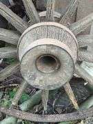 Farm Wagon Wheel With Wooden Spokes, Approx 32"