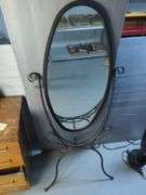 Standing Oval Mirror with Metal Frame