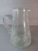 Stockholms Glasbruk Crackle Glass Creamer and Pitcher Set