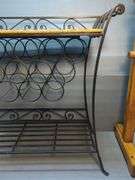 Wrought Iron Wine Rack with Woven Top