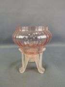 Czech Art Glass Vases and Lidded Bowls, Total Qty 5 Pieces