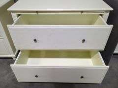 Two-Drawer White Dresser With Pullout