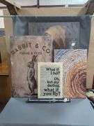 Home Wall Decor Includes, Rabbit Farms & Feed Sign, Inspirational Quote, Woodgrain Design, Unframed Canvas Christmas Wall Decor, And Girl With A Pearl Earring