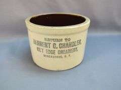 Herbert C. Chandler Gilt Edge Creamery Stoneware Crock, Ogdensburg, NY