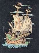 Framed Velvet Paint-By-Number Sailing Ship Pictures