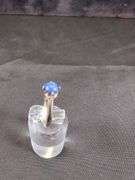 Ladies 14k Gold Solitaire Ring With Clear Stones, Size 6, and Silver Tone Ring With Blue Stone, Size  3.5