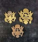 US Military Cap Badges, Qty 2, And American Legion Cap Badge