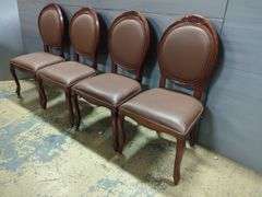 Set of 4 Dining Chairs with Brown Faux Leather