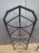 Metal Framed Corner Glass Display Shelves, Qty 2