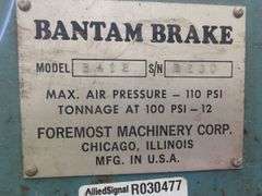 Bantam Brake Sheet Metal Forming Press
